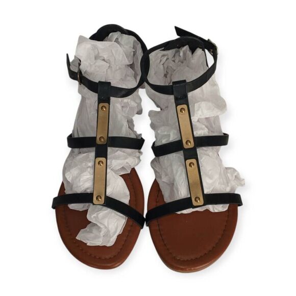 TOP MODA BLACK CAGE STRAP SANDALS SZ.7.5 EUC. - Picture 3 of 7